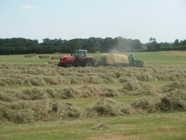 A summer hay-time scene in a golden Sussex field